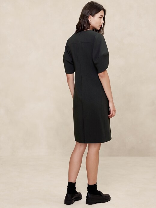 Lantern-Sleeve Knee-Length Dress