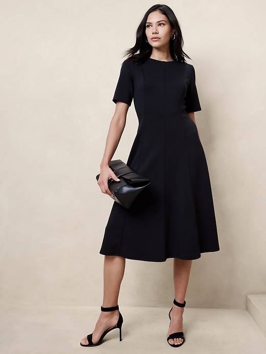 soft touch scuba seamed midi dress courtneywohl on LTK