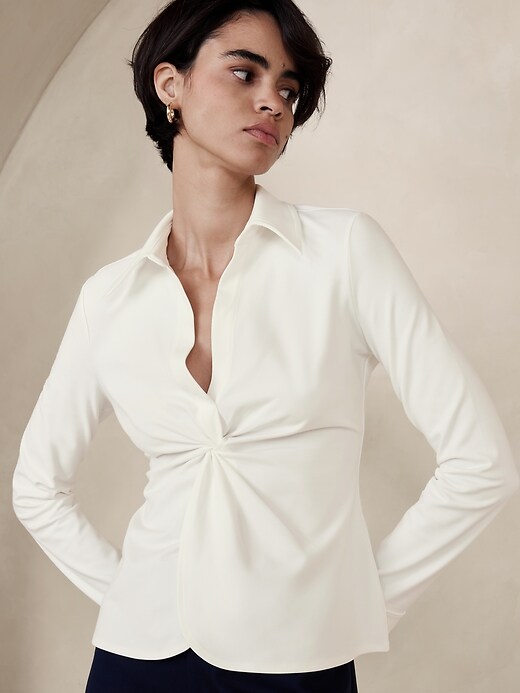 Drapey Ponte Twist Top | Banana Republic Factory