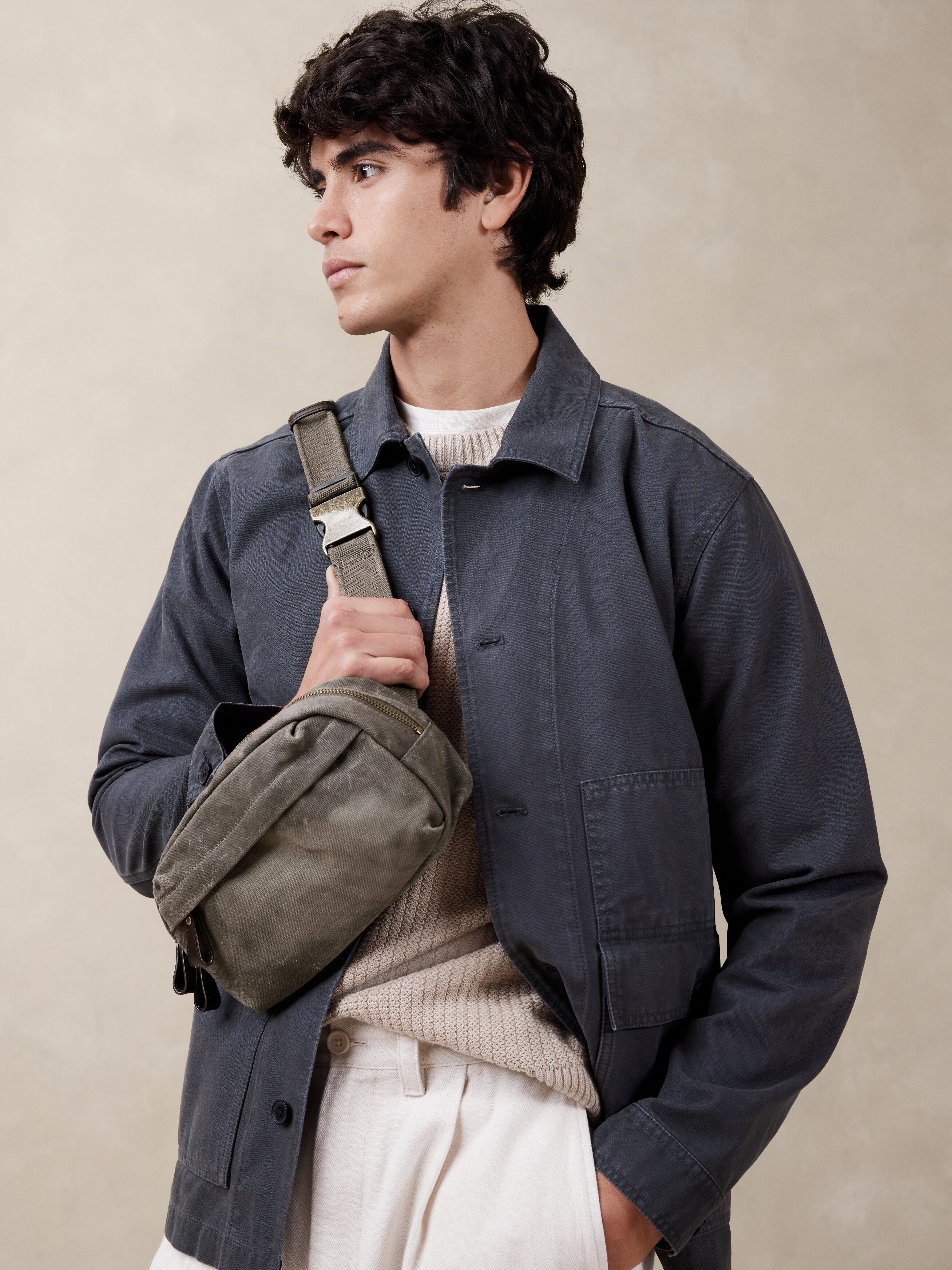 Waxed Canvas Sling Bag | Banana Republic Factory