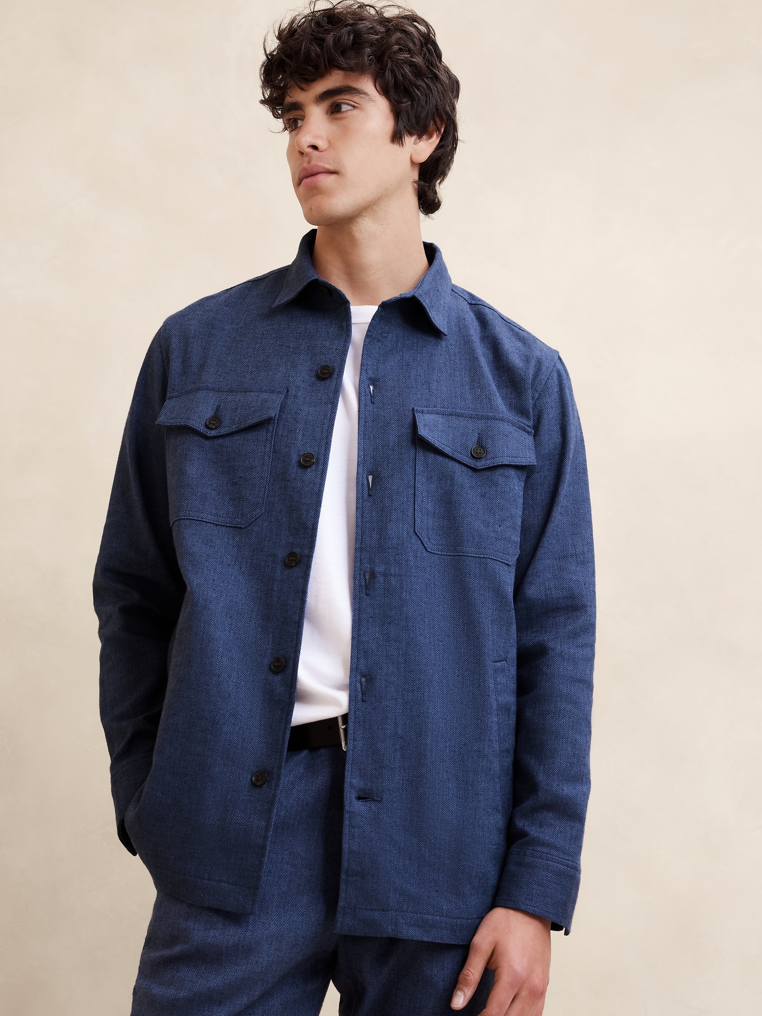 Slim Linen-Cotton Shirt Jacket