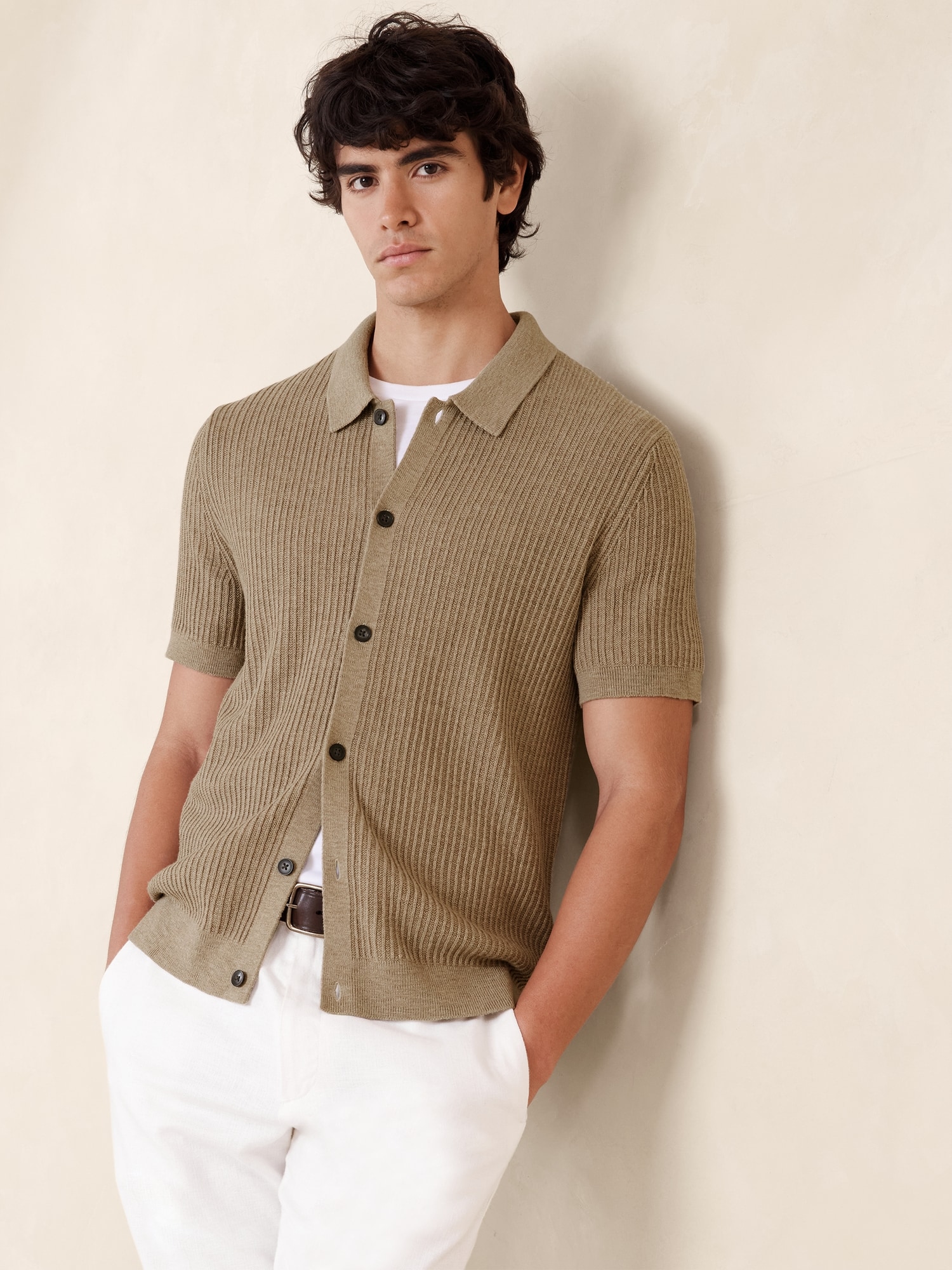 Cotton Textured Sweater Polo