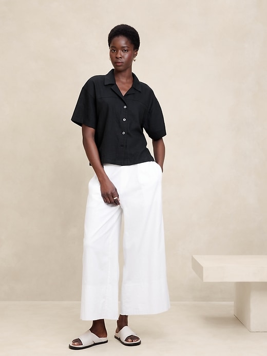 Linen-Blend Multi Sheer Shirt♡ Weekday sheer textured linen mix shirt in off white | ASOS