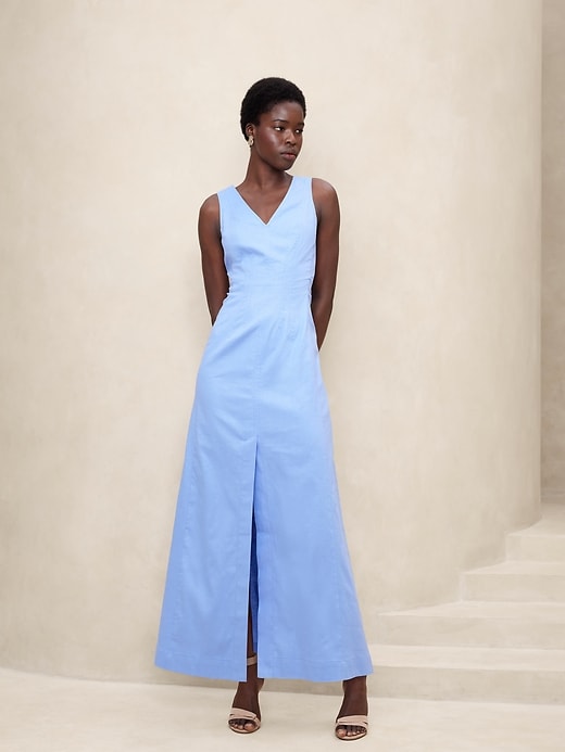 Linen-Blend Seam Bodice Maxi Dress | Banana Republic Factory Linen-Blend Seam Bodice Maxi Dress | Banana Republic Factory