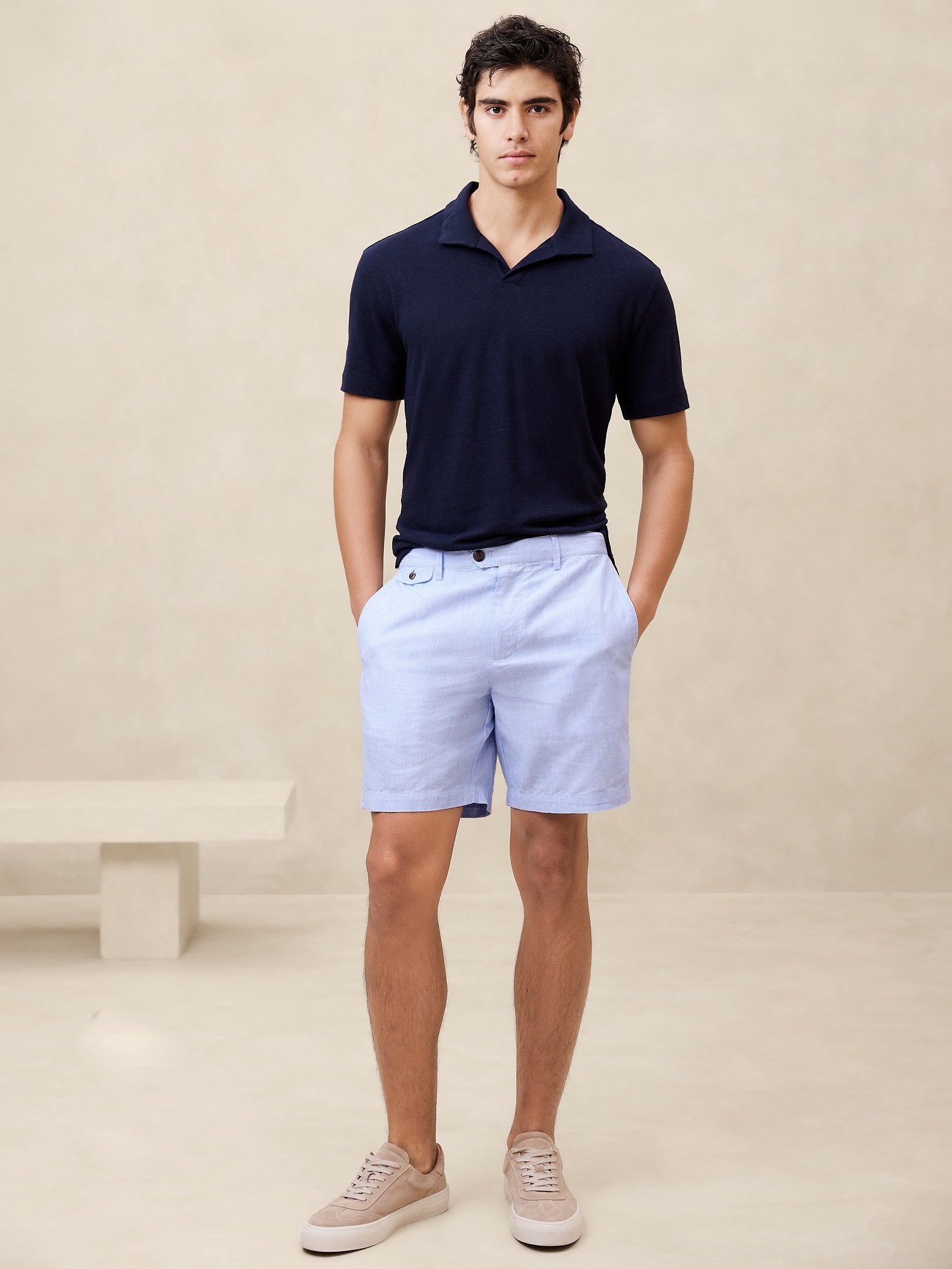 7" Linen-Blend Shorts