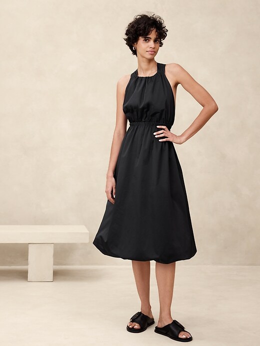 knee length dresses for ladies Kate Black Drop Waist Bubble Hem Midi Dress main image 1
