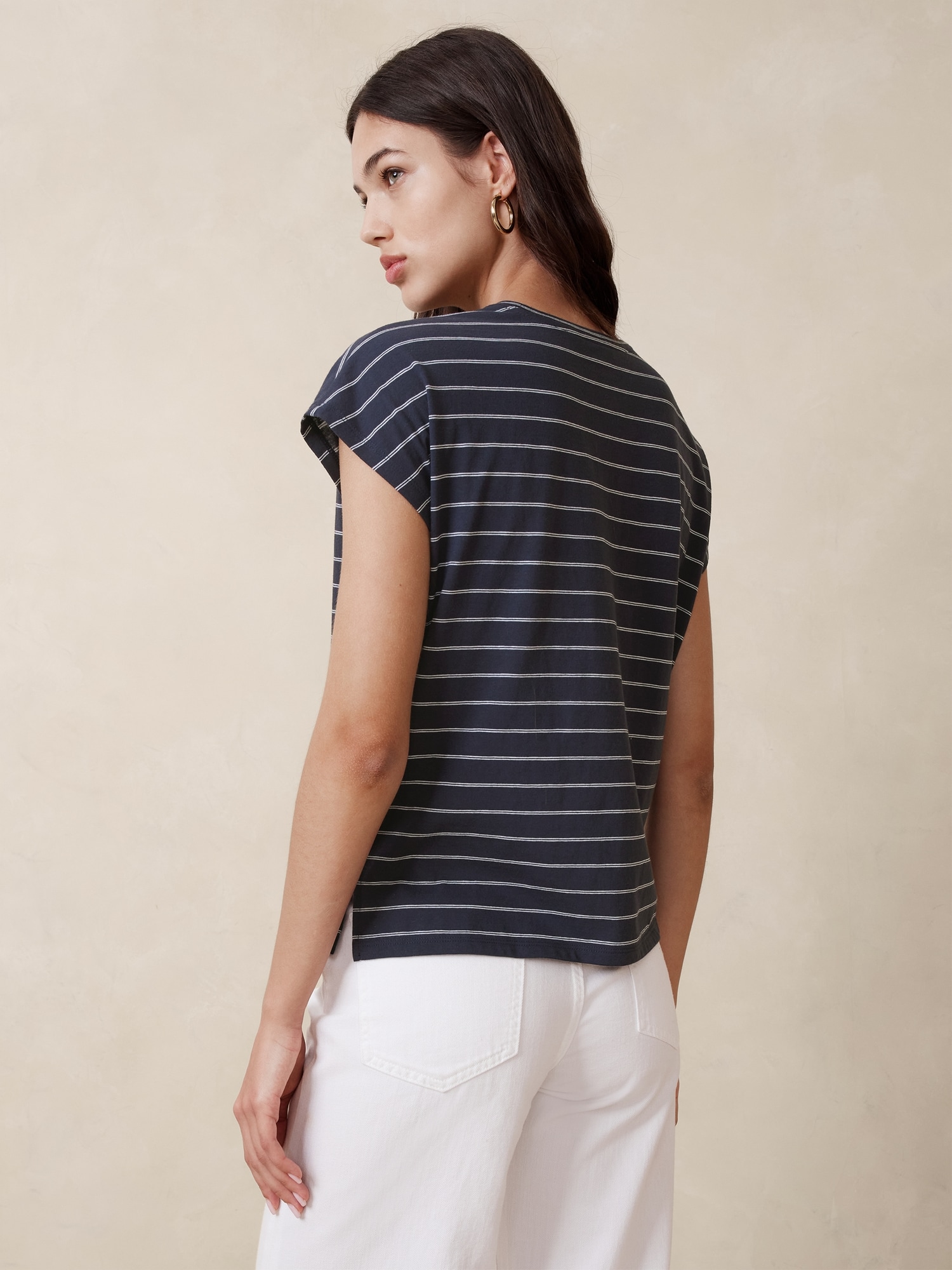 Striped Dolman-Sleeve T-Shirt