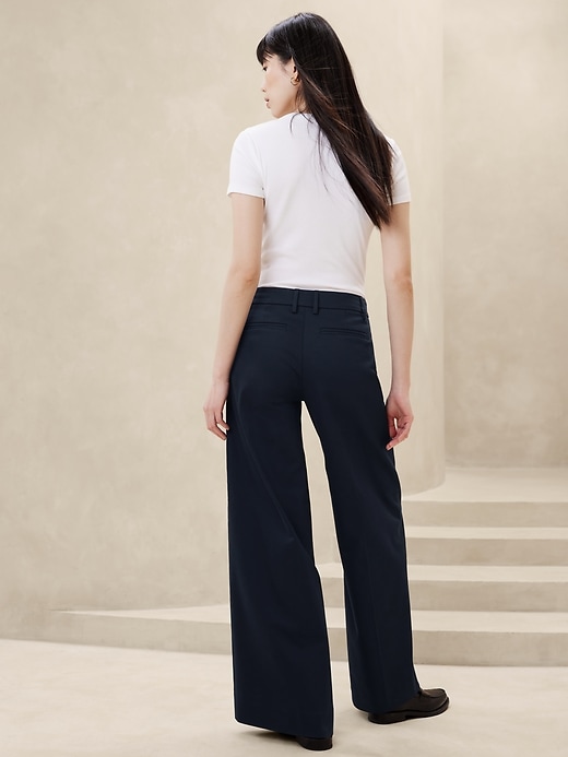 【BAON】Moiko Cool Wide Cotton Pants Stretch-Cotton Icon Trouser | Banana Republic Factory