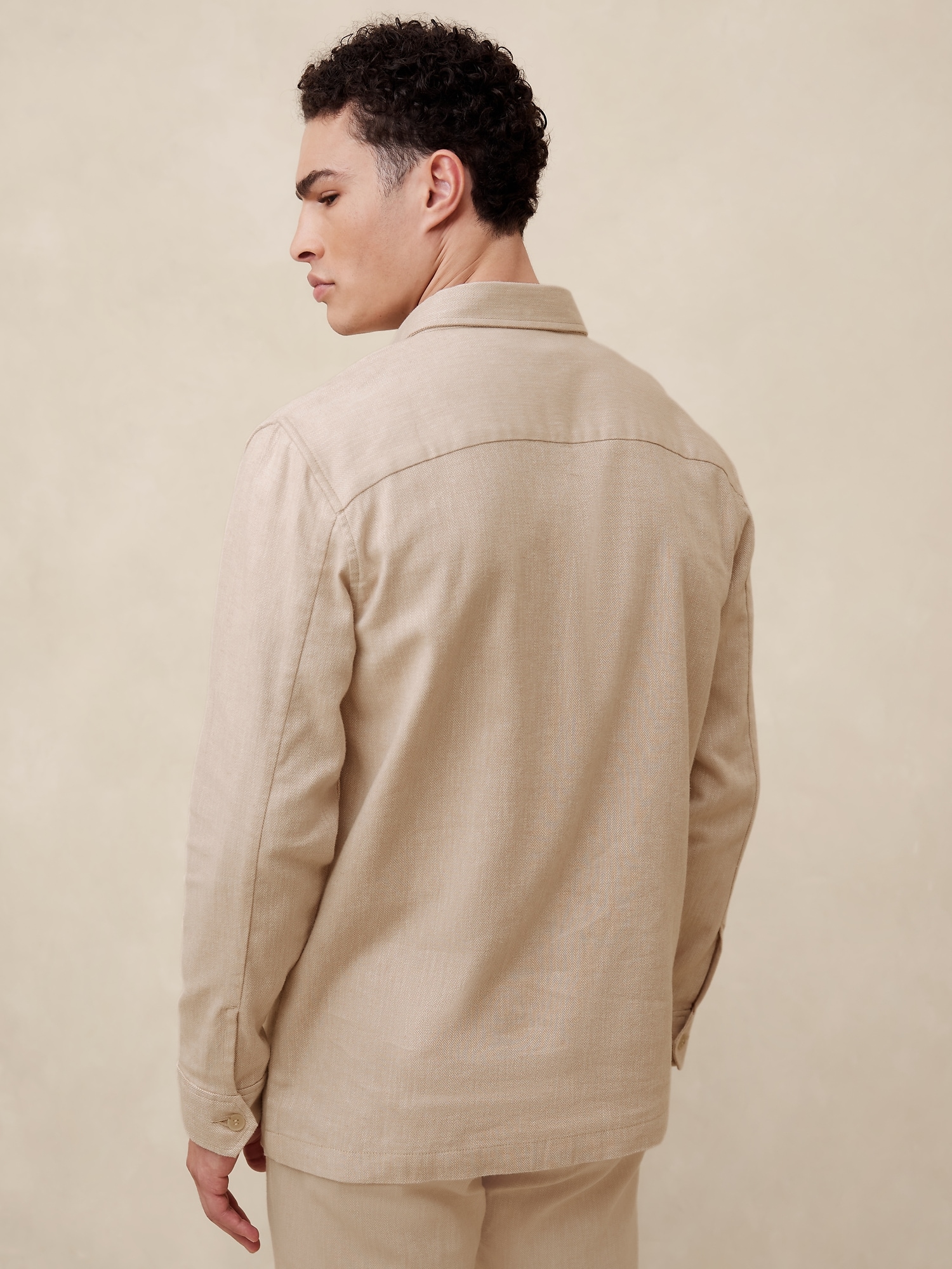 Slim Linen-Blend Shirt Jacket