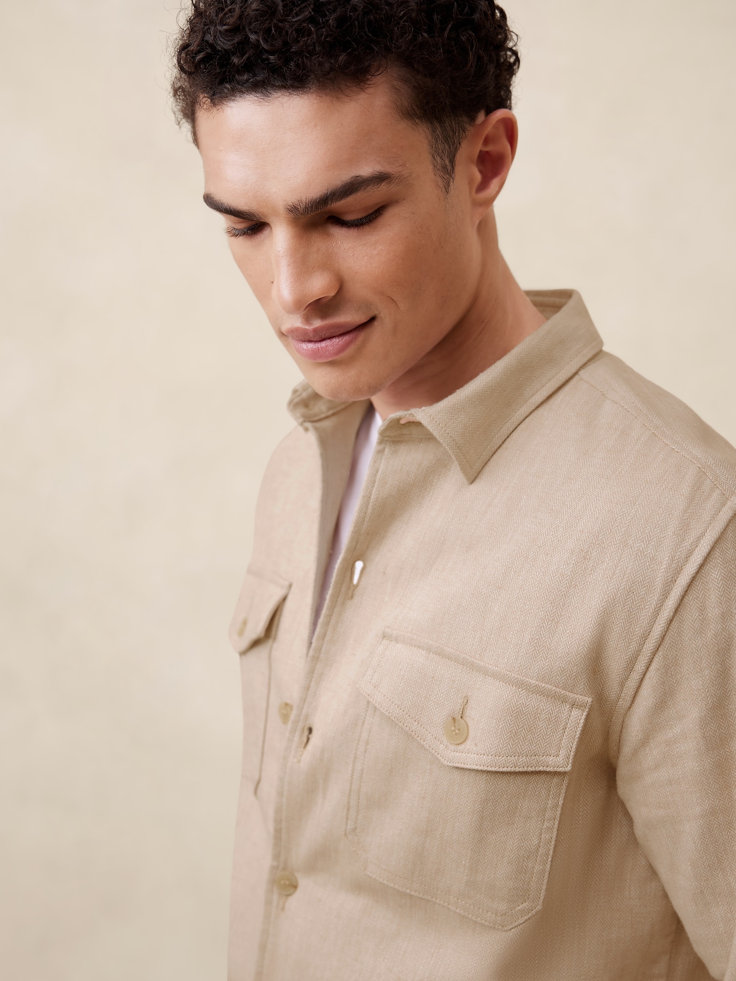 Slim Linen-Blend Shirt Jacket
