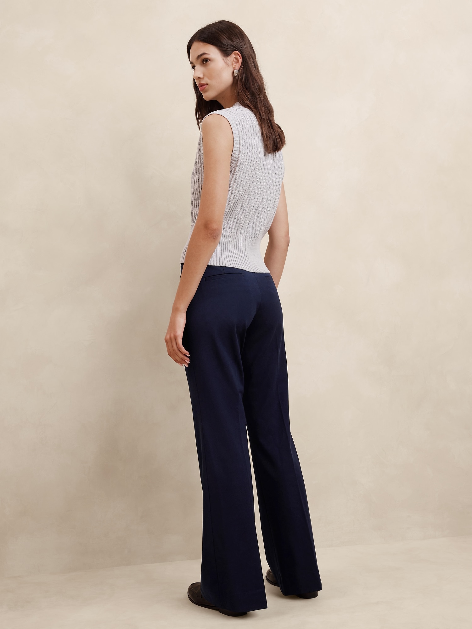 PAVONINE NAVY BLUE Color Karara Fabric Bootcut Trousers For Women -  Pavonine - 4103049