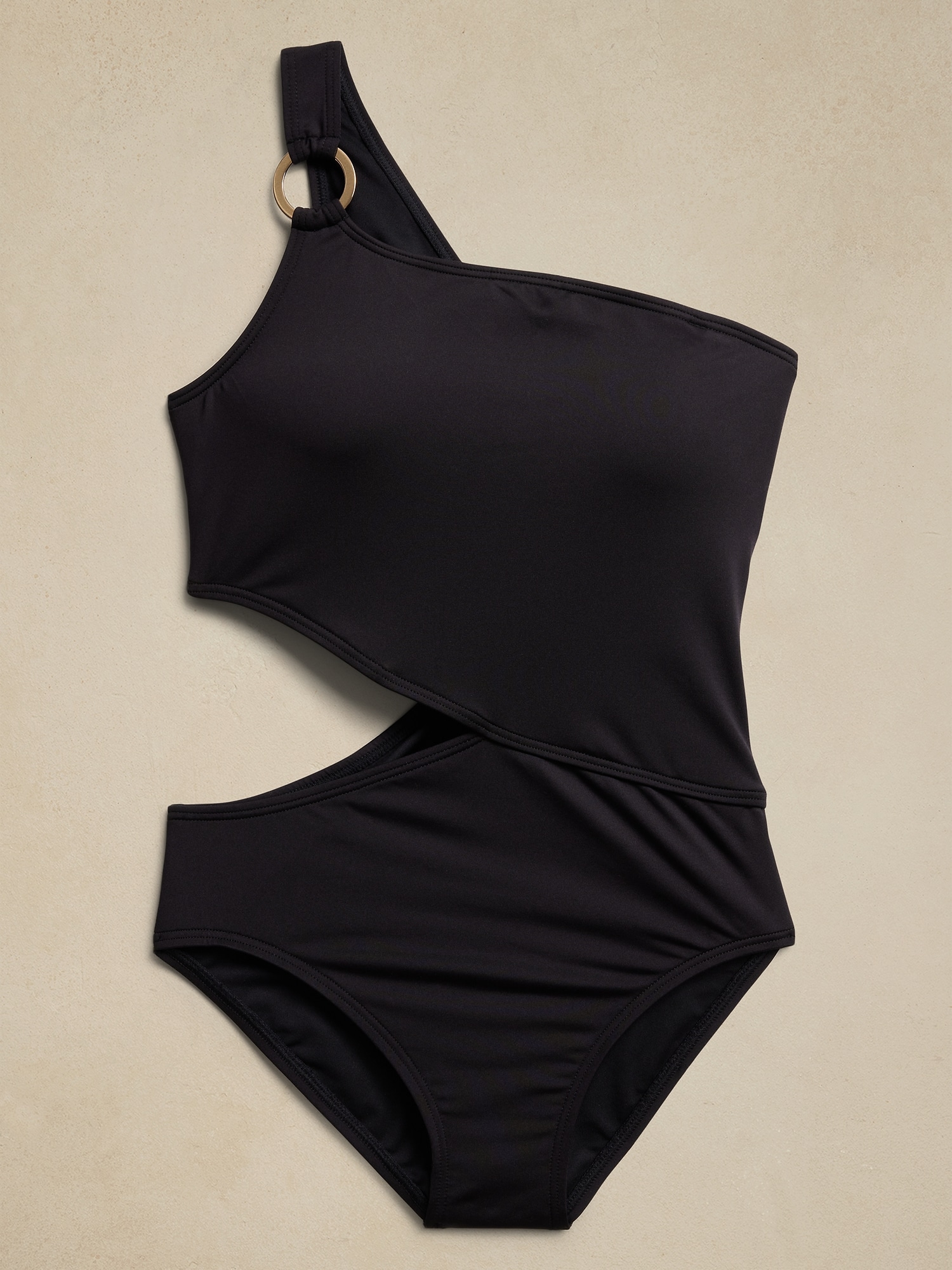 Asymmetrical Midriff Cut-Out Swimsuit