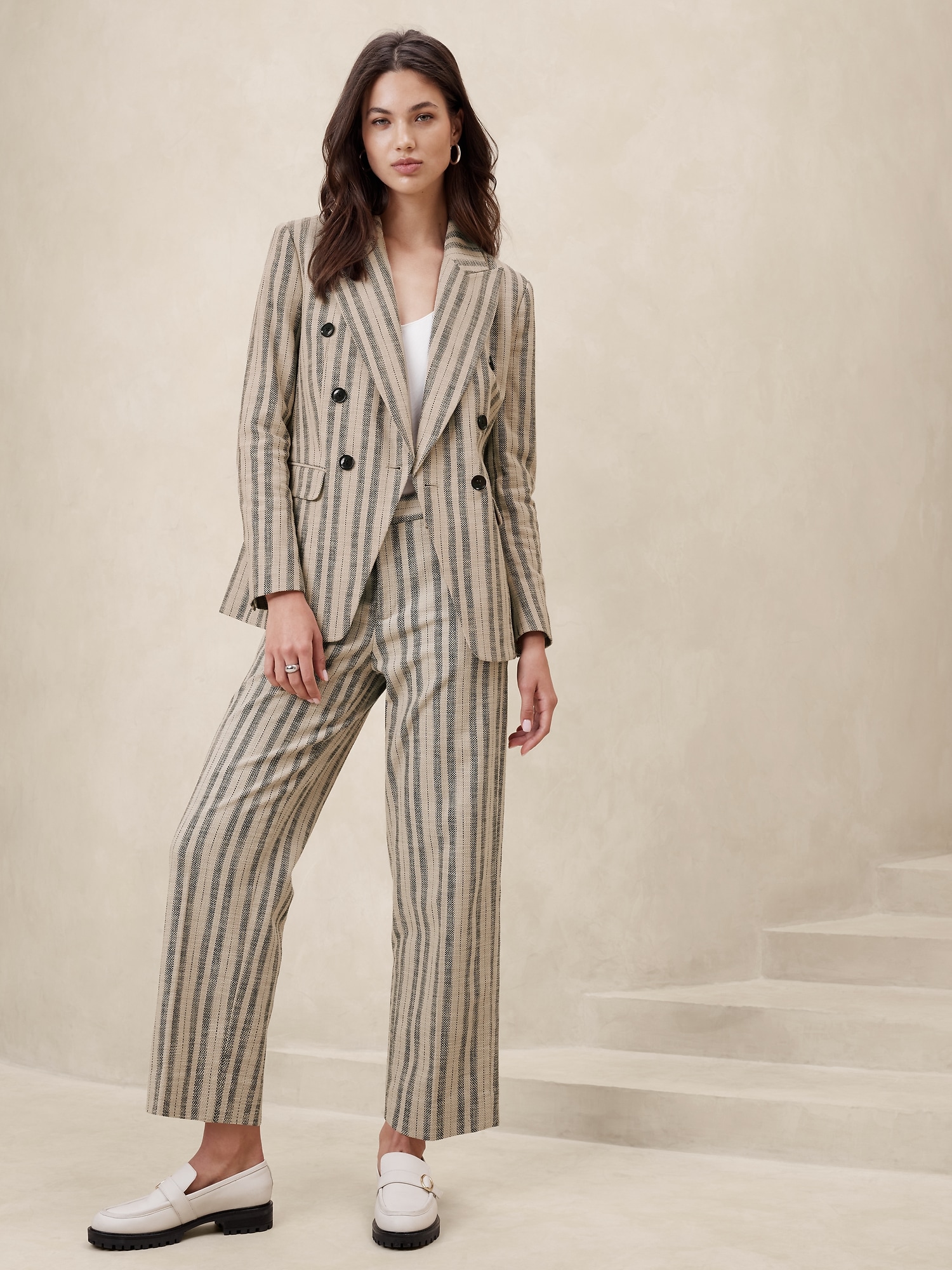 Striped Straight Crop Trouser