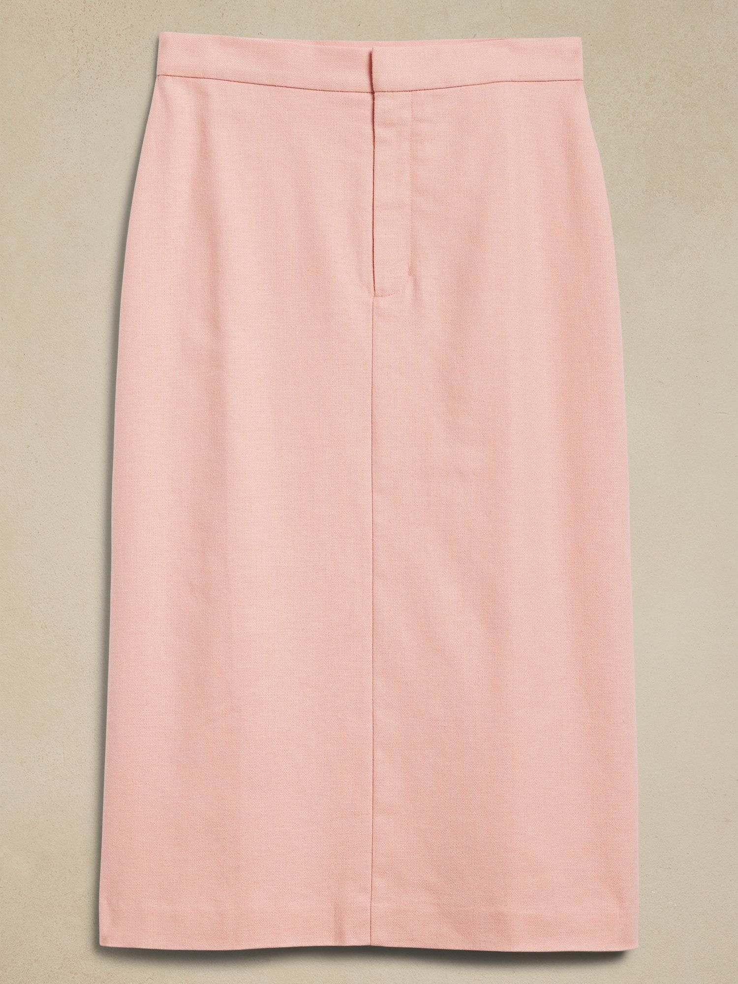 Linen-Blend Herringbone Midi Skirt