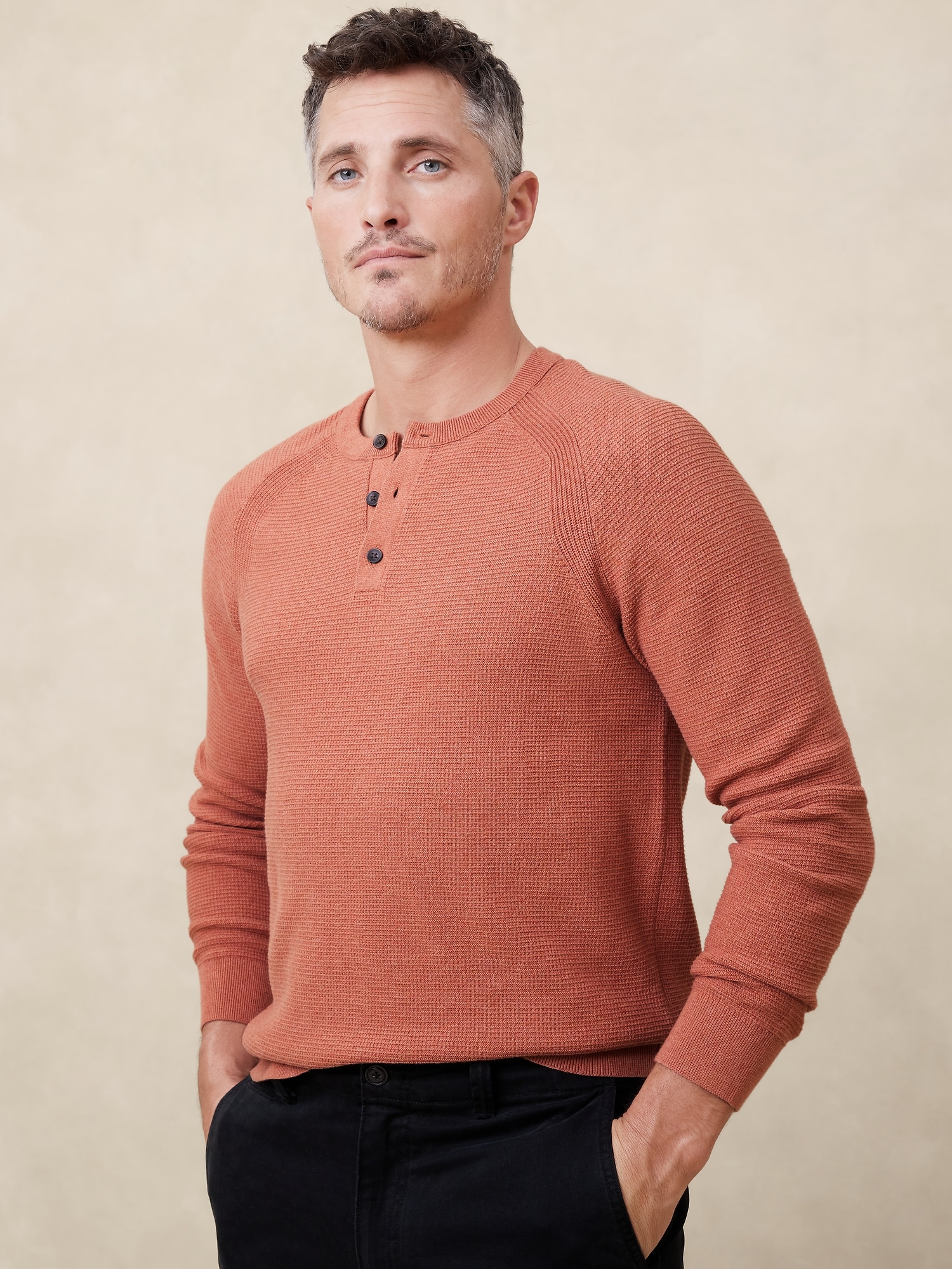 Textured Henley Sweater