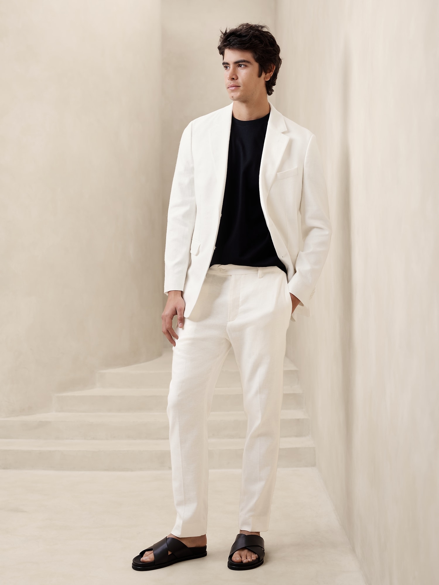 Tailored-Fit Linen-Cotton Suit Jacket