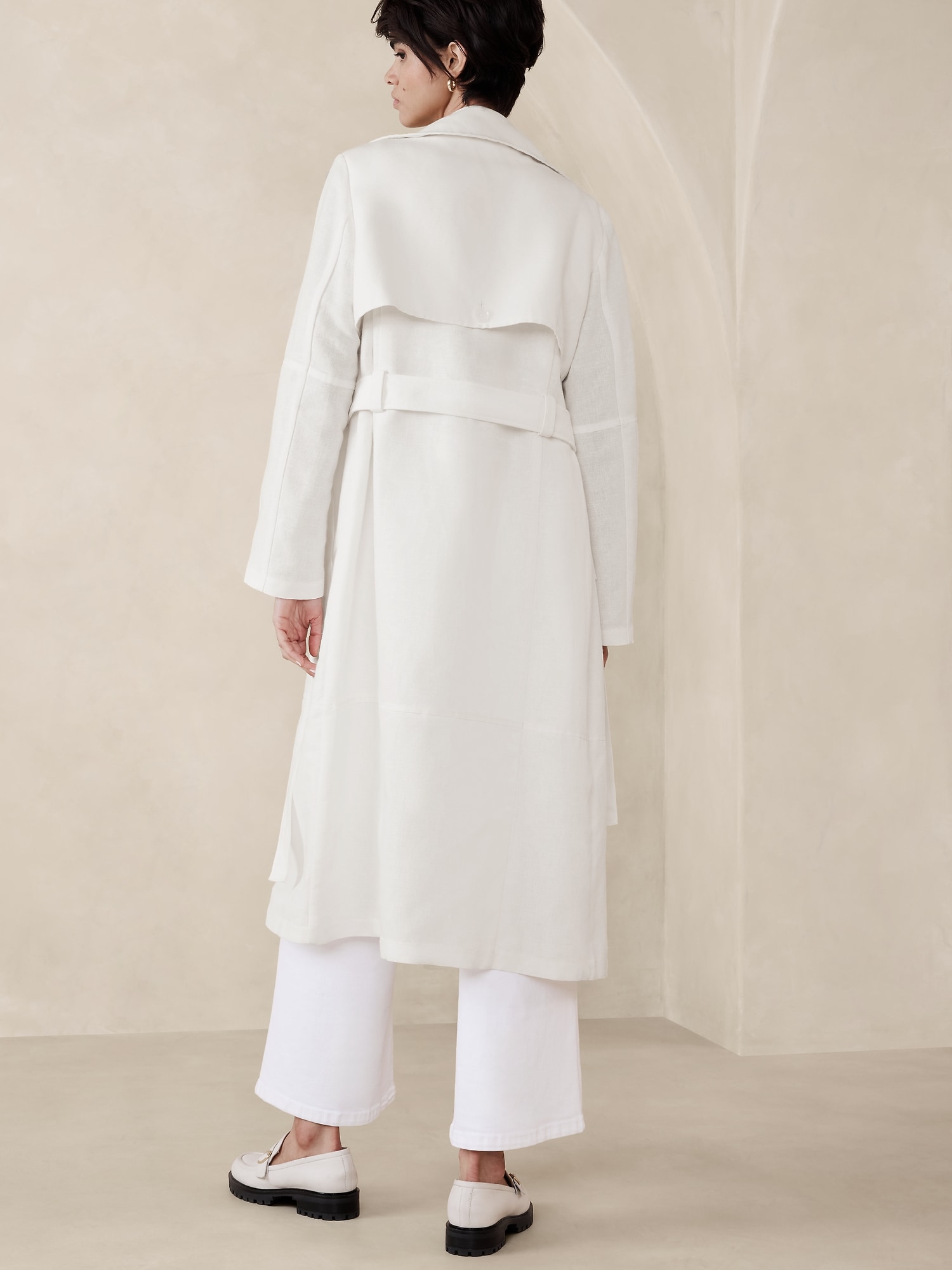 Linen-Blend Trench Coat