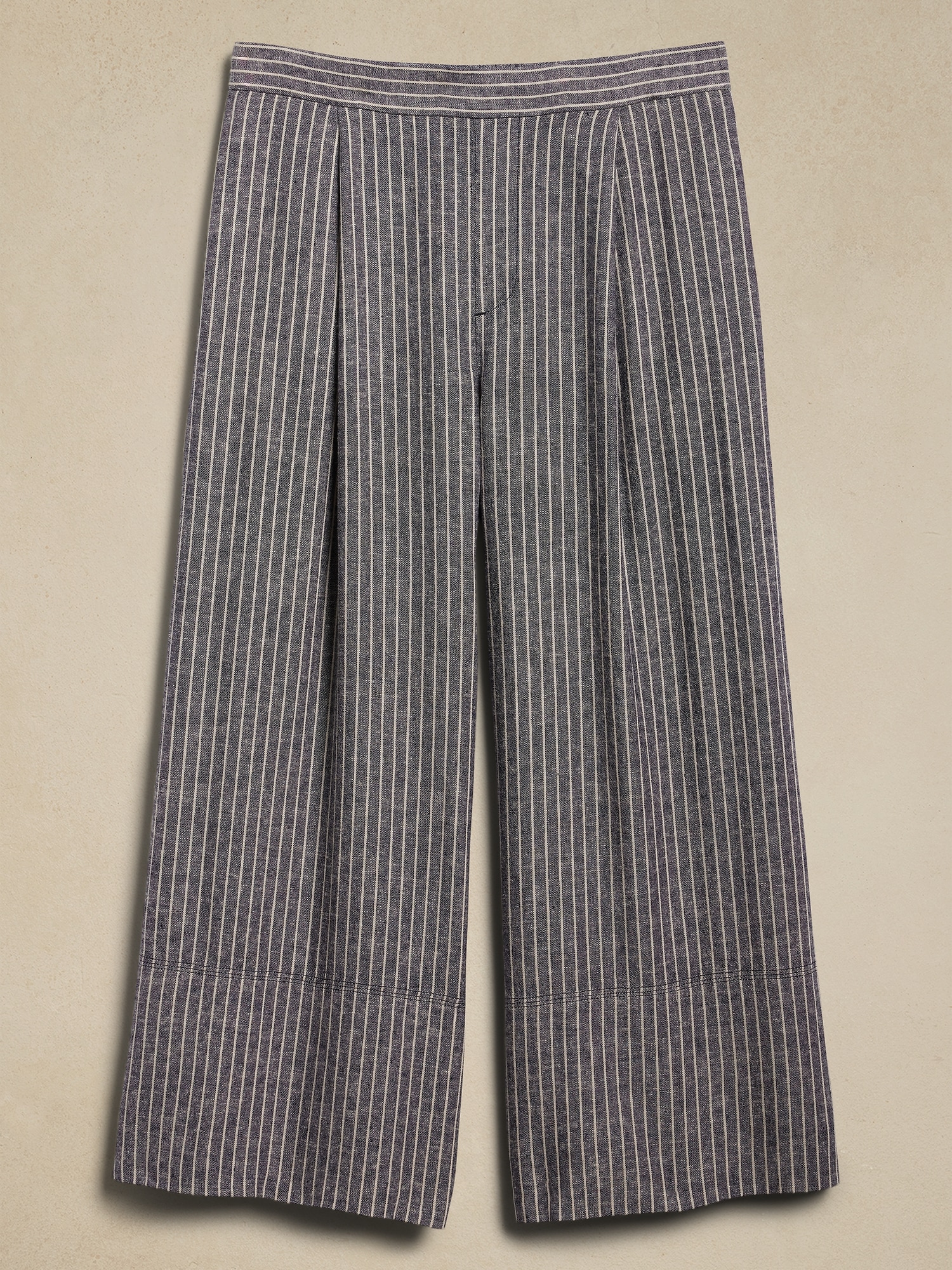 Linen-Blend Easy Wide-Leg Crop Pant