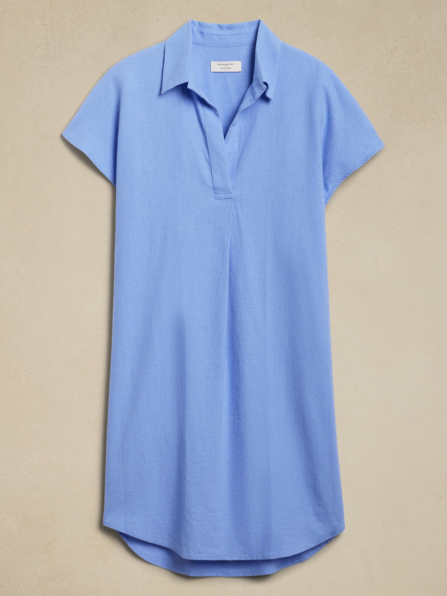 Linen-Blend Popover Mini Dress
