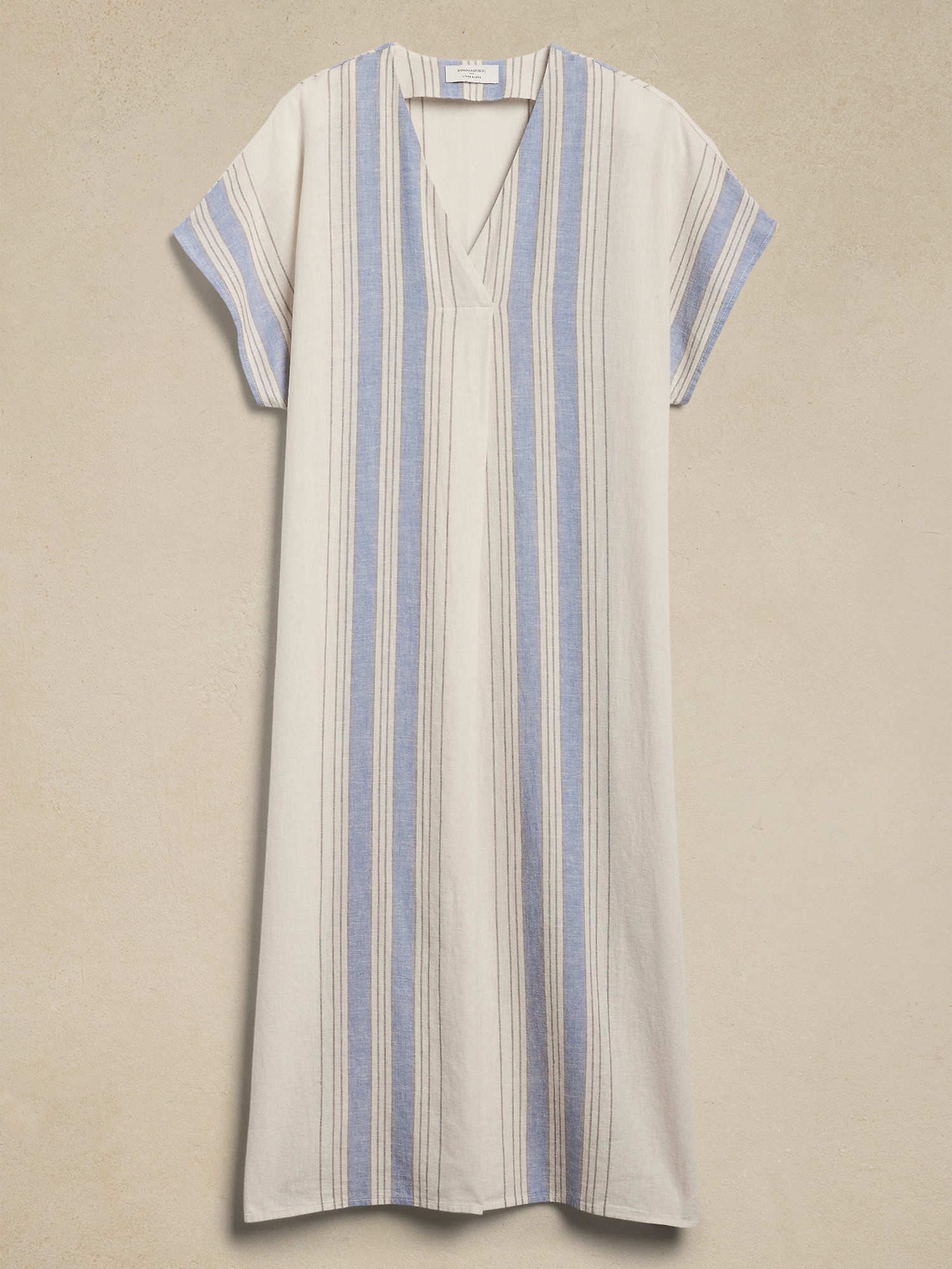 Linen-Blend Kaftan Midi Dress