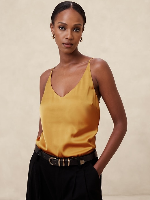 gold satin camisole top