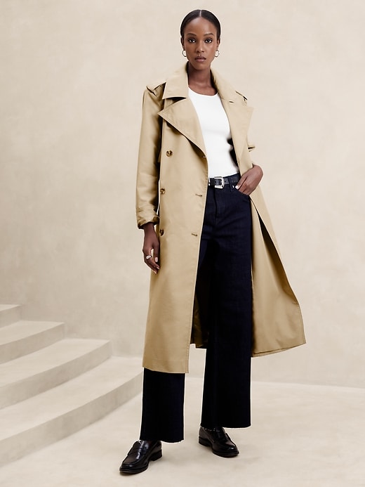 Oversized beige trench coat best sale