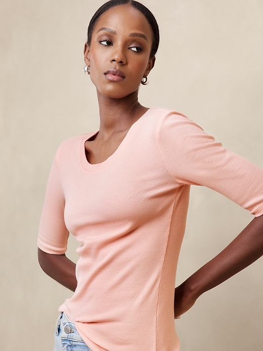 Ribbed Elbow-Sleeve T-Shirt, photo 12 of 20