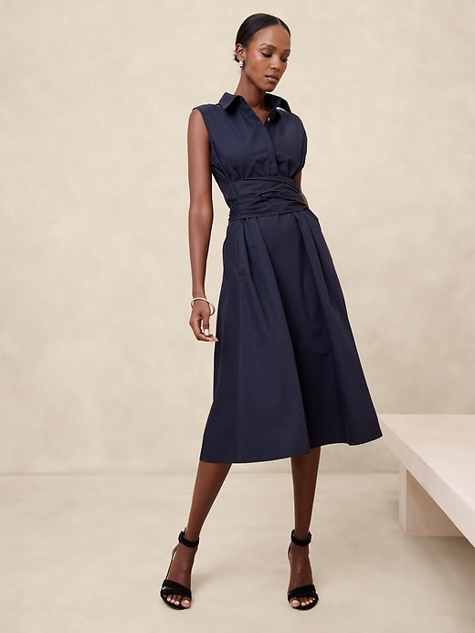 knee length dresses for ladies Buy Women Blue Poplin Floral Strappy Back Tie Midi Dress Online at Best  Price