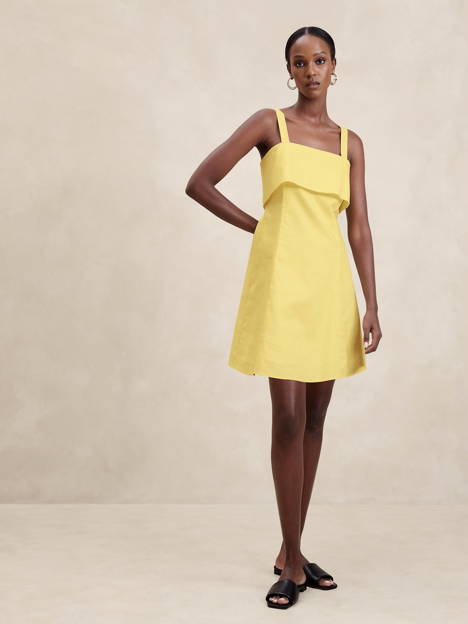 Stretch Linen-Blend Mini Dress