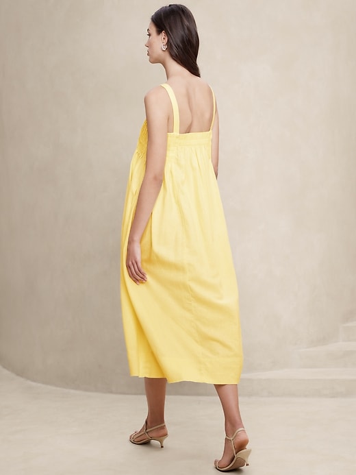 Linen-Blend Drapey Midi Dress | Banana Republic Factory