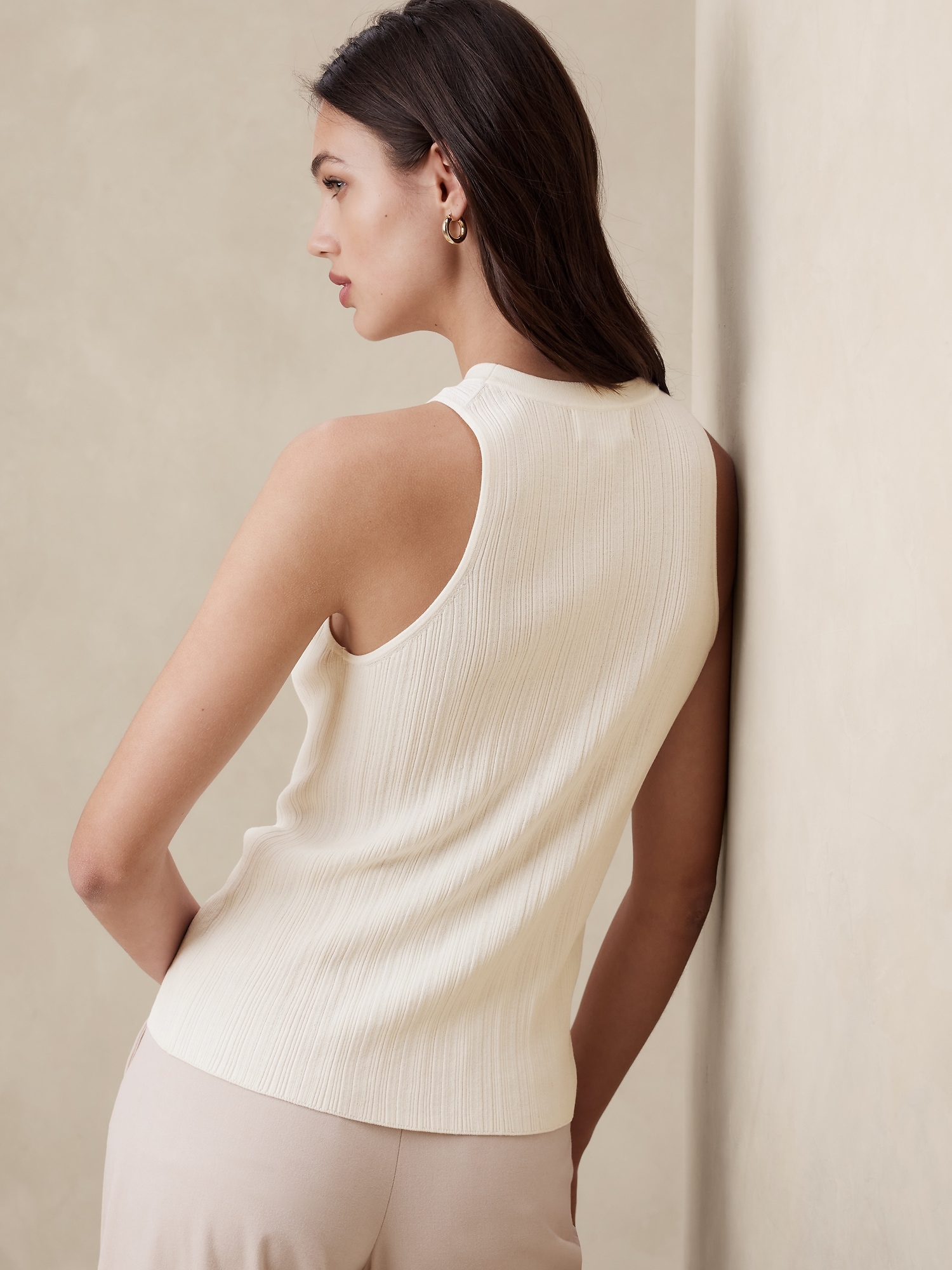Pleated Ribbed Sweater Tank