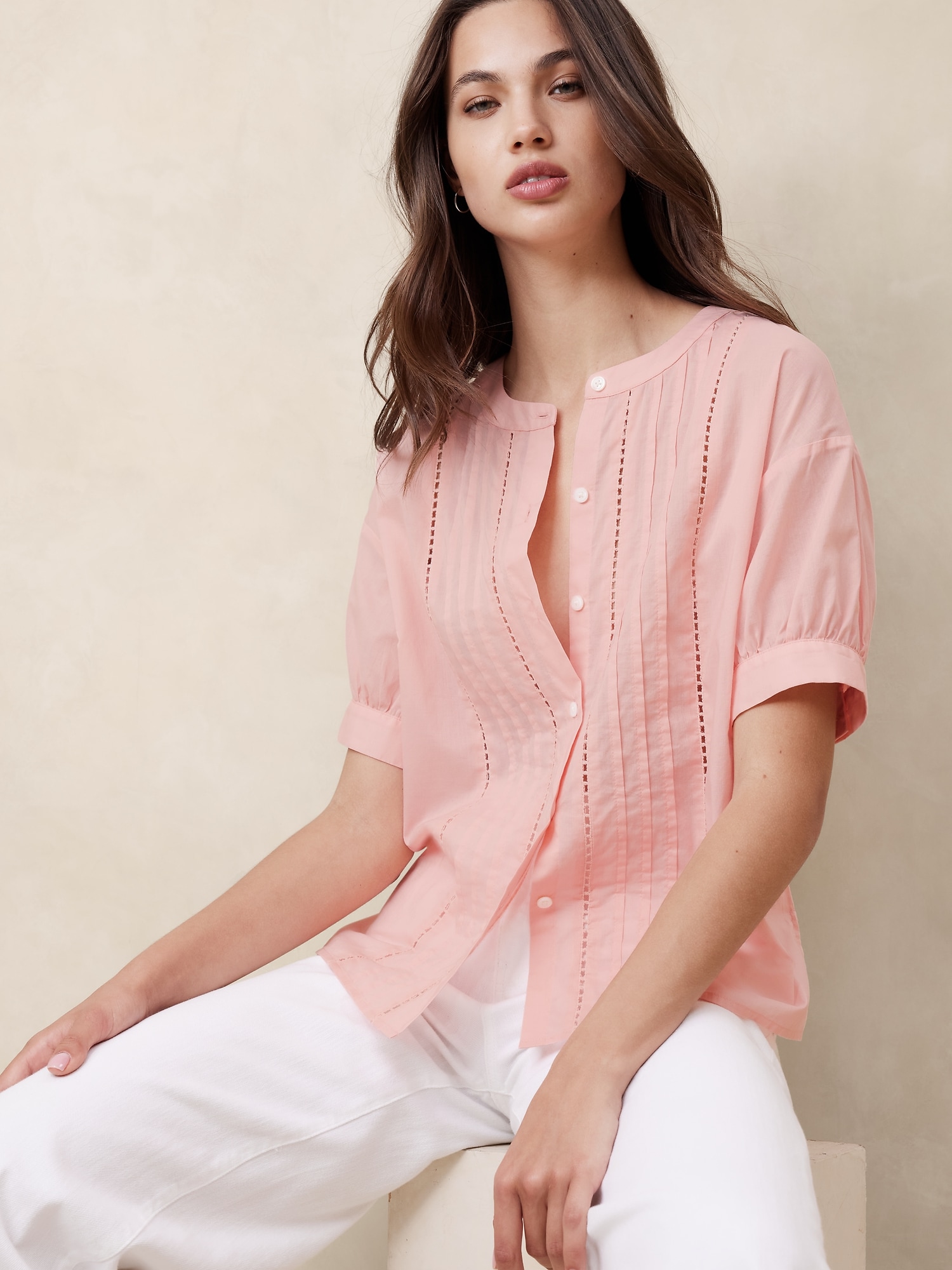 Pleated Voile Blouse