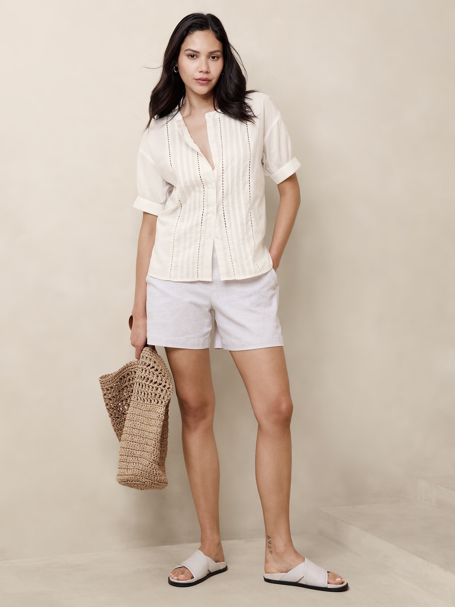 Pleated Voile Blouse