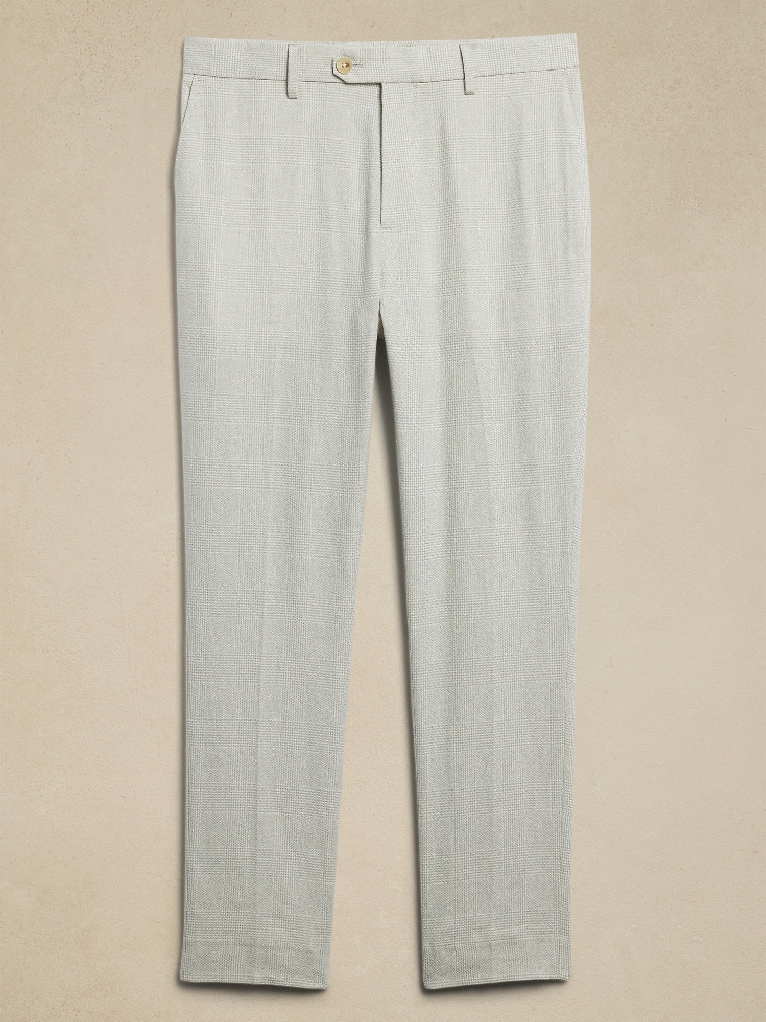 Tailored-Fit Linen-Blend Glen Plaid Suit Trouser