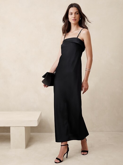 Double-Satin Maxi Dress | Banana Republic Factory