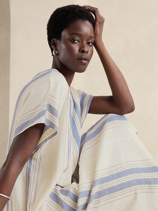 Linen-Blend Kaftan Midi Dress | Banana Republic Factory