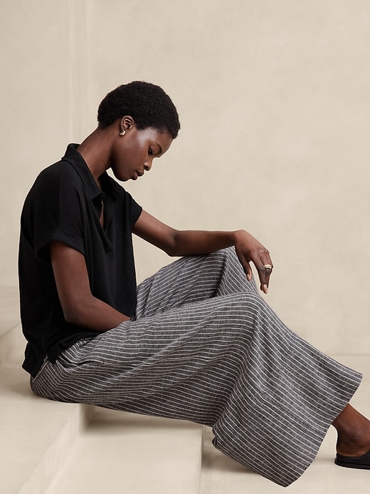 パンツ 00s BANANA REPUBLIC linen wide pants BLK Linen-Blend Pull-On Wide-Leg Cropped Pant | Banana Republic Factory