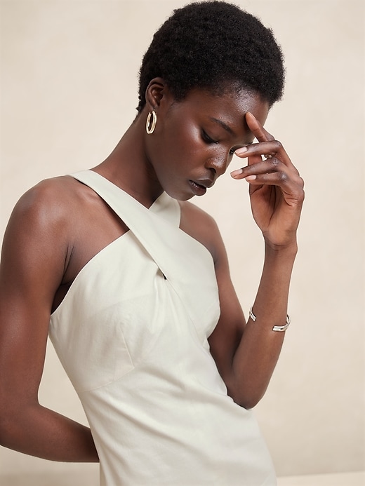 Linen-Blend Midi Dress | Banana Republic Factory
