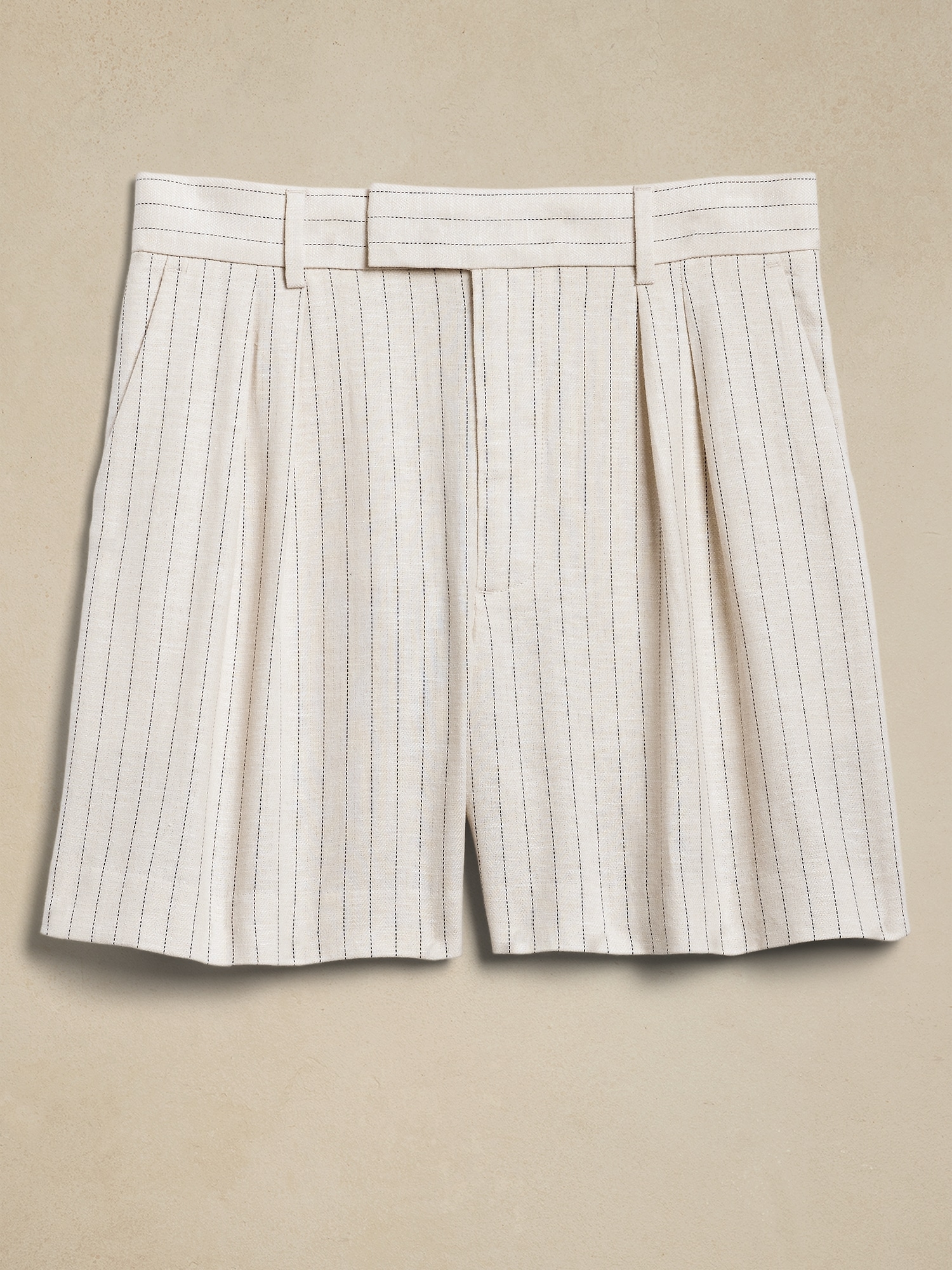 Linen-Blend Herringbone Trouser Short