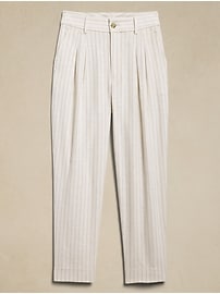 Linen-Blend Herringbone Pleated Pant