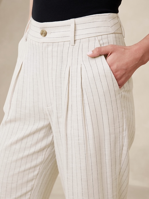 Linen-Blend Herringbone Pleated Pant | Banana Republic Factory