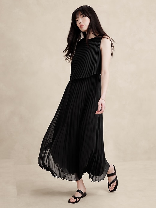 Pleated Chiffon Maxi Dress | Banana Republic Factory