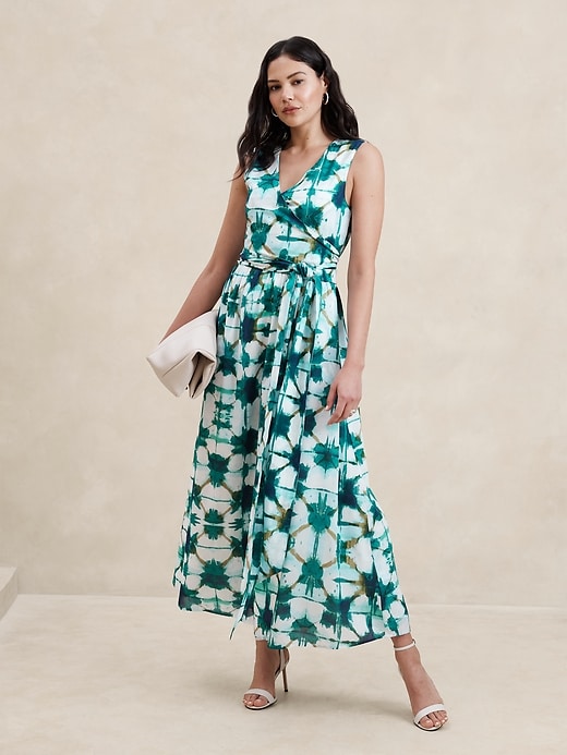 Voile Wrap-Waist Maxi Dress Banana Republic Factory
