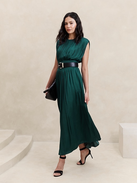 Crystal Pleated Maxi Dress
