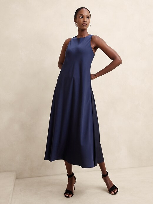 Silky Crepe Midi Dress | Banana Republic Factory