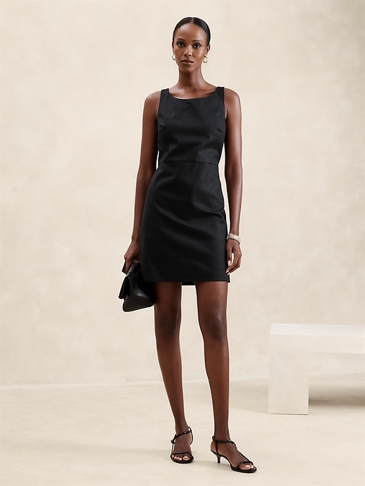 【送料&関税込】ChloAC Black Linen Blend Mini Dress High-Neck Linen-Blend Mini Dress curated on LTK