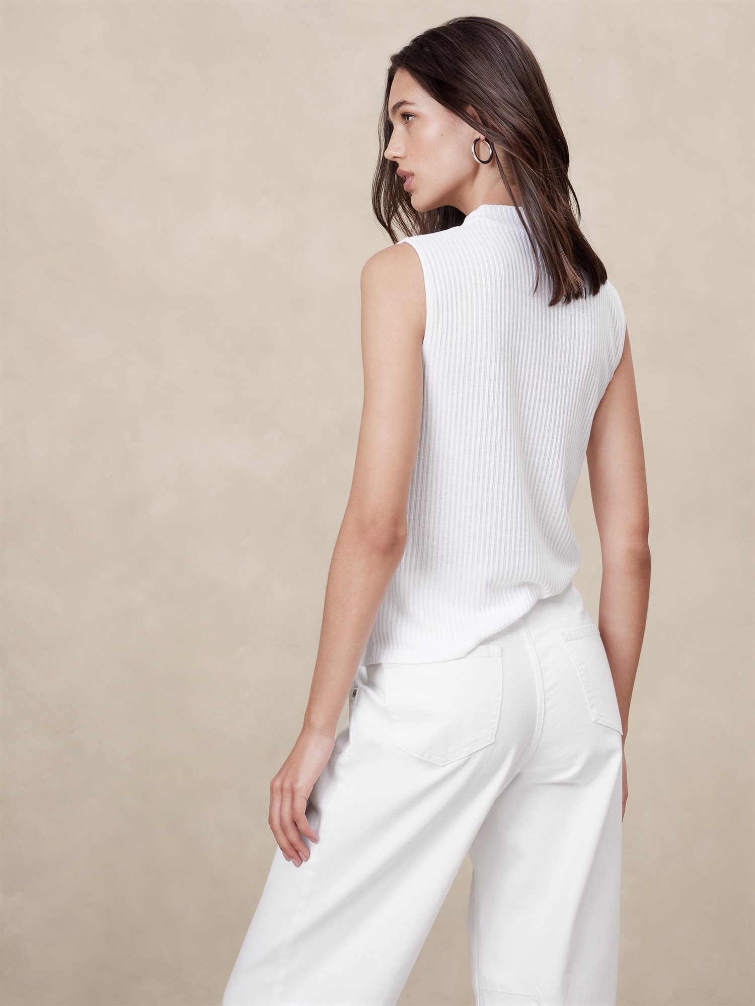 Ribbed Mock-Neck Tank