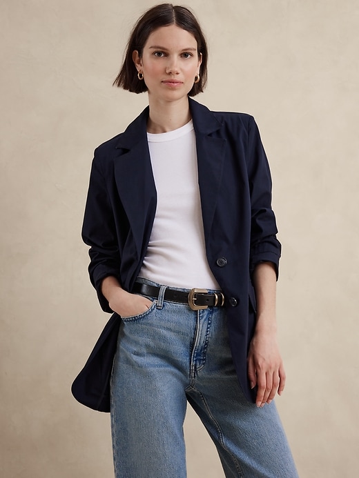Unlined Poplin Blazer Banana Republic Factory