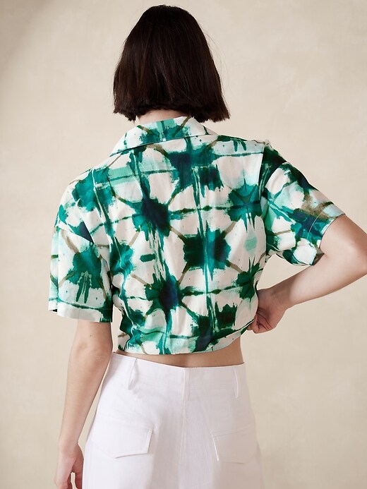 Voile Tie-Front Cropped Shirt Banana Republic Factory