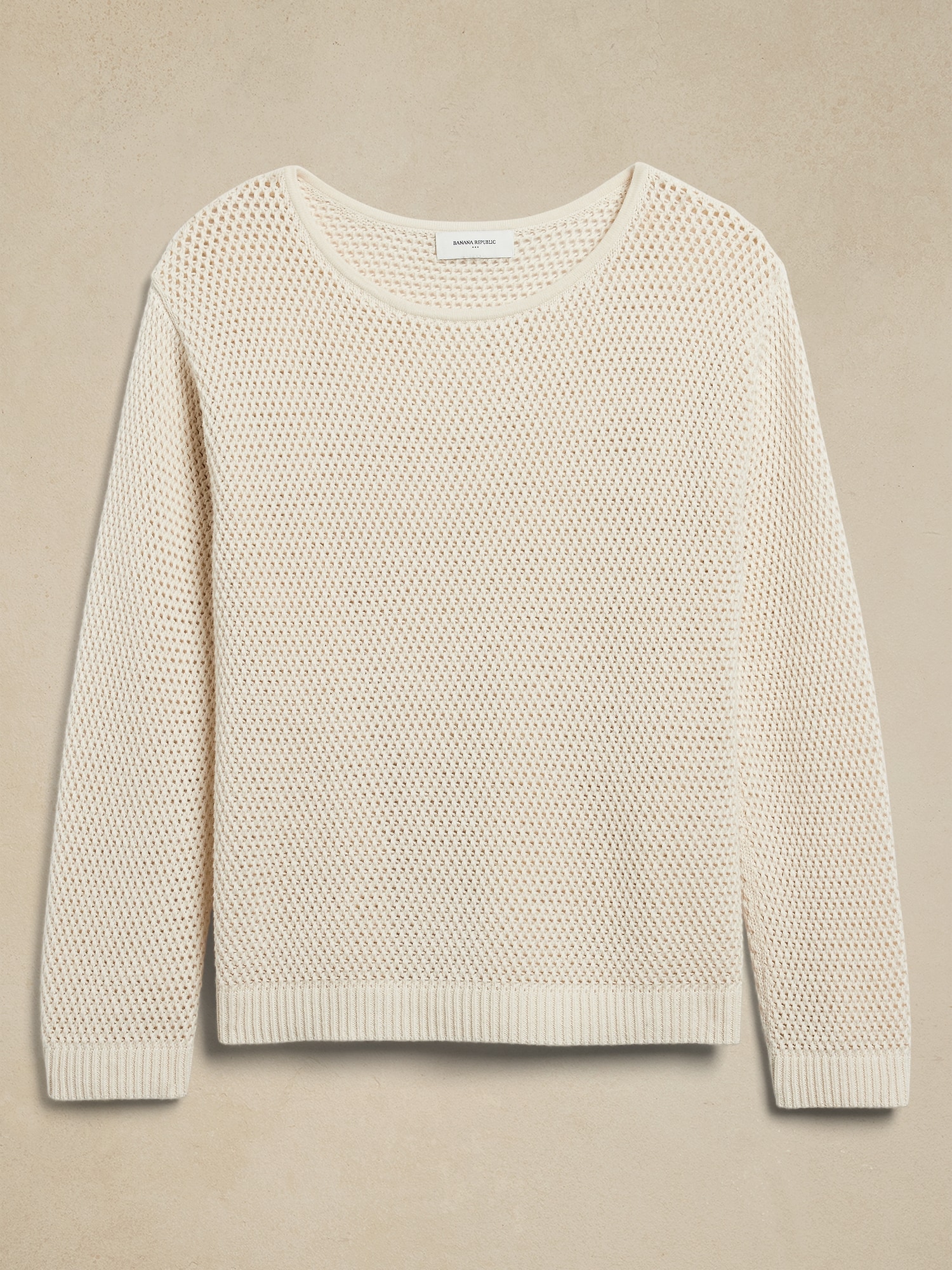 Open-Stitch Bell-Sleeve Sweater